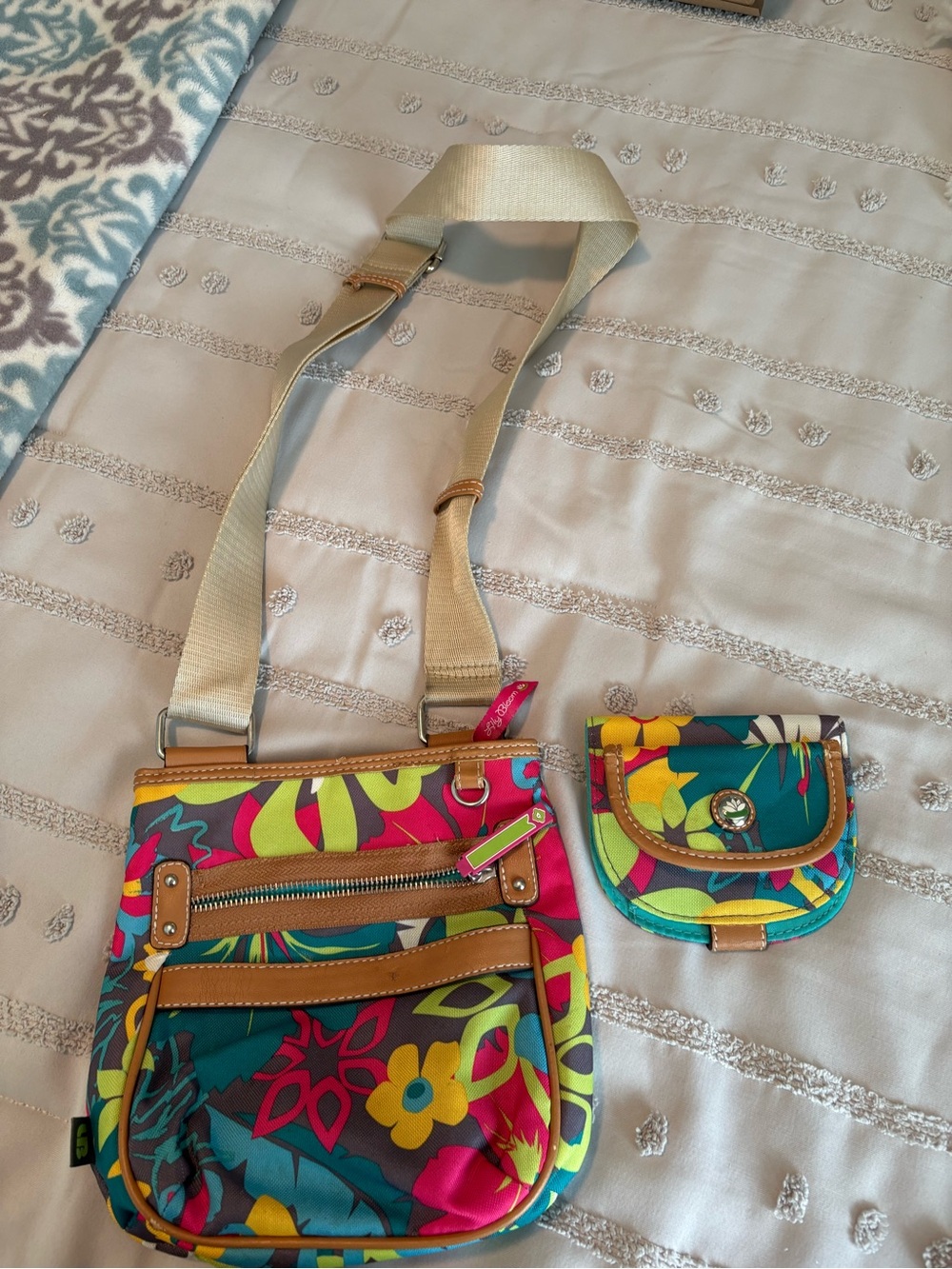 Lily Bloom Multicolor Floral Crossbody with Matching Coin Pouch